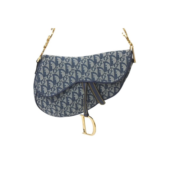 Dior Christian Bag Shoulder Saddle Navy  Oblique Leather - Picture 1 of 10